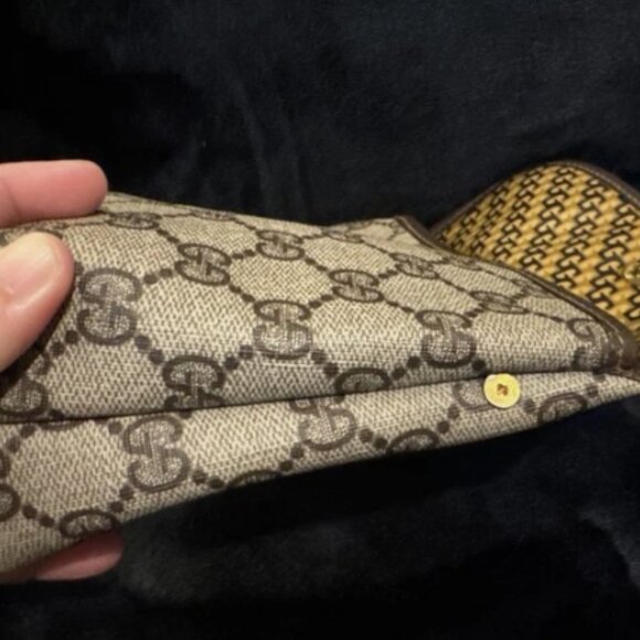 Gucci Vintage pouch purse PVC GG Brown Authentic - Picture 6 of 9